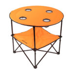 Mesa camping plegable con portavaso