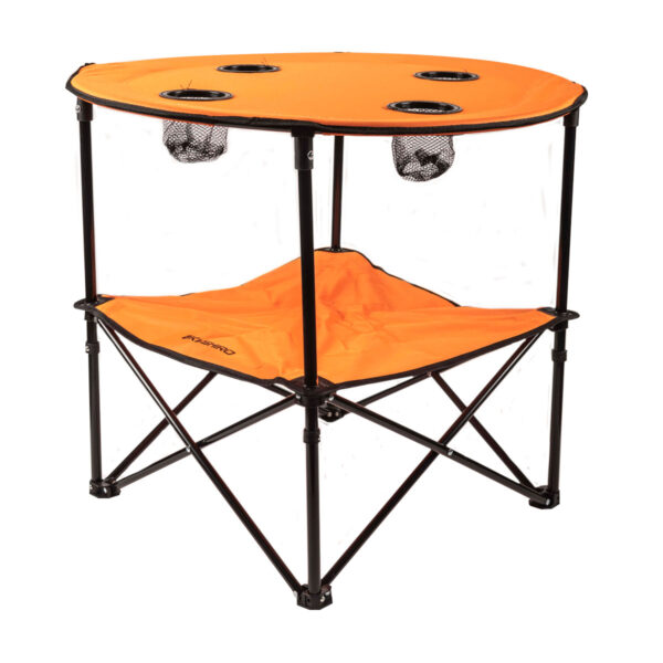 Mesa camping plegable con portavaso