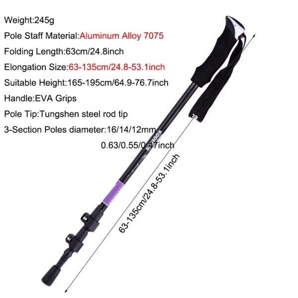 BTX-5-1 5 Bastón de trekking aluminio ajuste rapido 135cm (BTX-5-1)