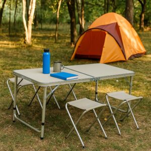 Juego de mesa 120x60x70 cm，4 silla，aluminio (TABLE-40)