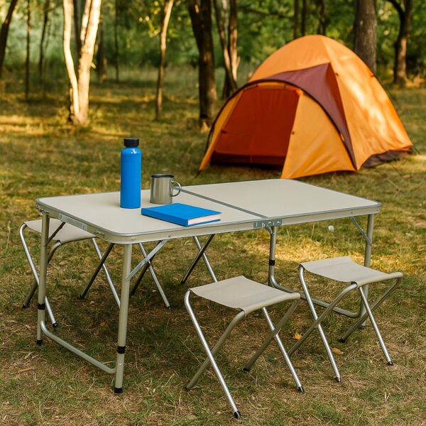 Juego de mesa 120x60x70 cm，4 silla，aluminio (TABLE-40)