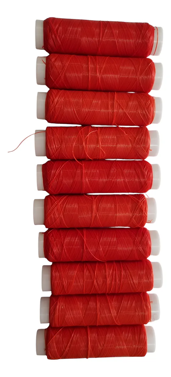 Pack Hilo Elástico Para Atar Carnada X 12 Unidades Pesca Rojo