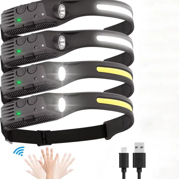 LDC-1-2 4 Linterna recargable vincha usd de 1 tira color amarillo con sensor (LDC-1-2)