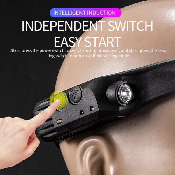 LDC-1-2 6 Linterna recargable vincha usd de 1 tira color amarillo con sensor (LDC-1-2)