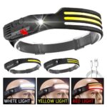 Linterna recargable vincha usd de 3 tiras color amarillo con sensor (LDC-1-3)