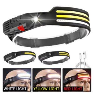 Linterna recargable vincha usd de 3 tiras color amarillo con sensor (LDC-1-3)
