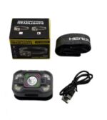 Linterna de cabeza led xpe + cob 90lumenes con usb (LDC-1-6)