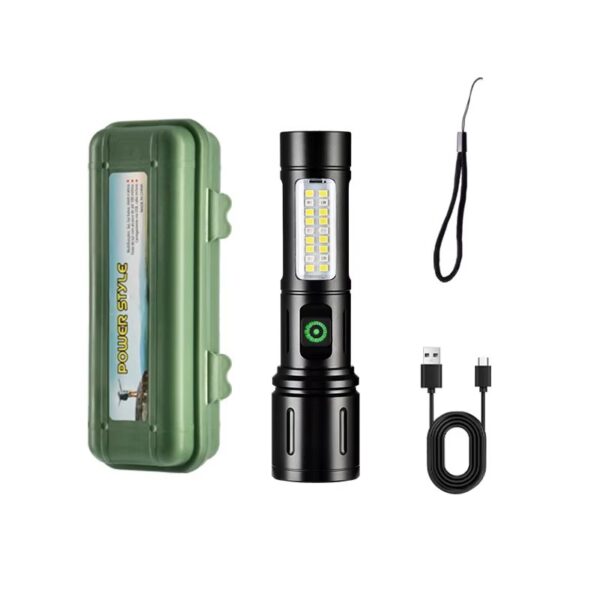 Linterna de mano antorcha de aluminio zoom recargable. usb mini reflector linterna led 14cm (LIN-1-3)