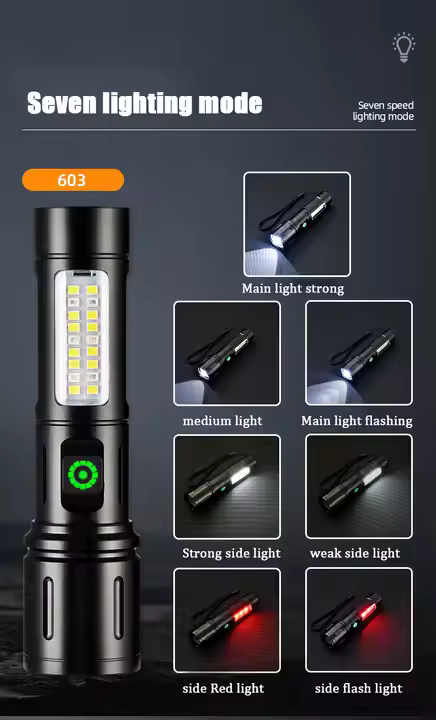 LIN 1-3 11 Linterna de mano antorcha de aluminio zoom recargable. usb mini reflector linterna led 14cm (LIN-1-3)