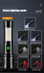 Linterna de mano antorcha de aluminio zoom recargable. usb mini reflector linterna led 14cm (LIN-1-3)