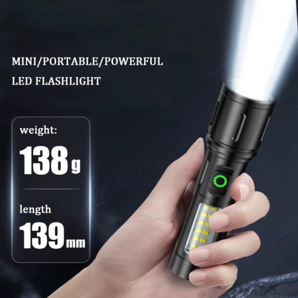 LIN1-3 6 Linterna de mano antorcha de aluminio zoom recargable. usb mini reflector linterna led 14cm (LIN-1-3)