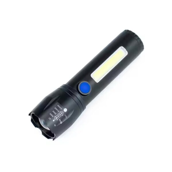 Linterna de mano antorcha de aluminio zoom recargable. usb mini reflector led 11,5cm (LIN-1-4)