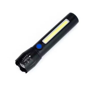 Linterna de mano antorcha de aluminio zoom recargable. usb mini reflector linterna led 14cm (LIN-1-5)