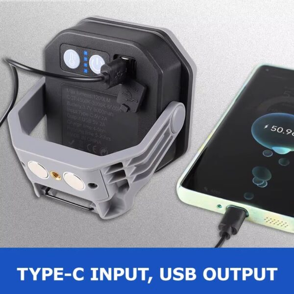 Linterna de emergencia con iman de 1,200 lumenes, power bank, usb-c (LIN-1-7)