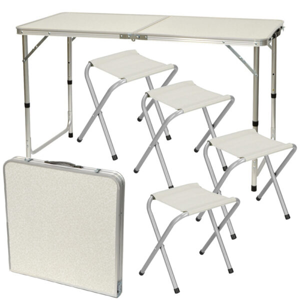 Juego de mesa 120x60x70 cm，4 silla，aluminio (TABLE-40)
