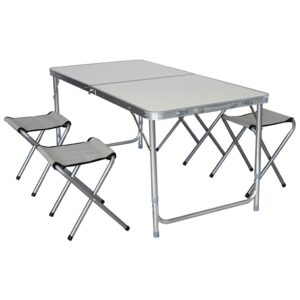 Juego de mesa 120x60x70 cm，4 silla，aluminio (TABLE-40)