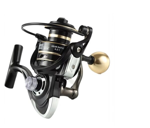 Reel black Rain carrete metalico, manija de fuerza.