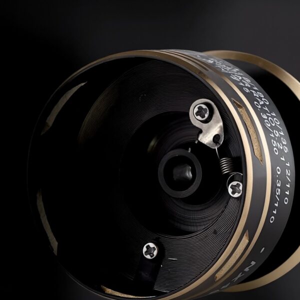 Reel black Rain carrete metalico, manija de fuerza.