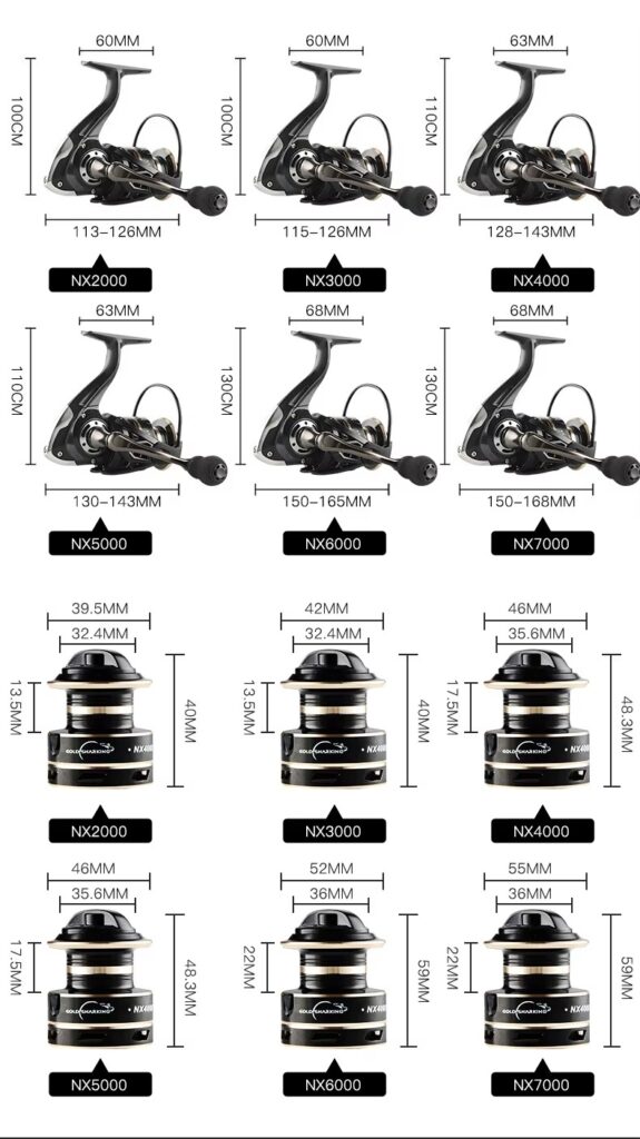 Reel black Rain carrete metalico, manija de fuerza.