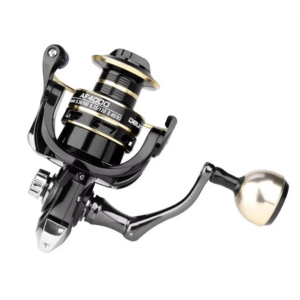 Reel black Rain carrete metalico, manija de fuerza.