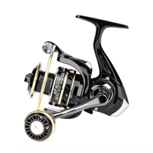 Reel black Rain carrete metalico, manija de fuerza.