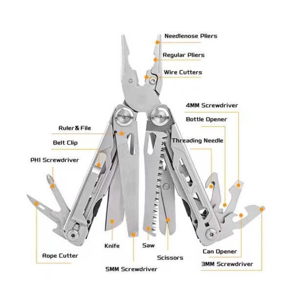 Cortapluma acero multifuncion 29 usos con estuche (PIN-3-1)