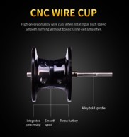 Reel DW128 Baitcasting ultra ligero con estructura resistente