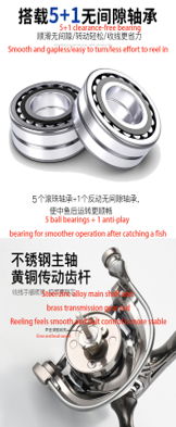 REE-17-09 5 Reel de aleación de aluminio rulemanes de acero inoxidable. (REE-17-09 - REE-17-10)