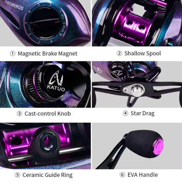 Reel Shark-x Baitcasting diseño compacto freno magentico. / Derecho - Izquierdo