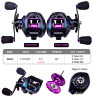Reel Shark-x Baitcasting diseño compacto freno magentico. / Derecho - Izquierdo