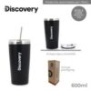 14012g Vaso Termico Discovery c/Bombilla 600 Ml Negro (14012)