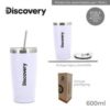 Vaso Termico Discovery c/Bombilla 600 Ml Blanco (14013)
