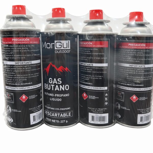 Cartucho de gas butano 227grs venta por pack de 4 Unidades (GBU-227)