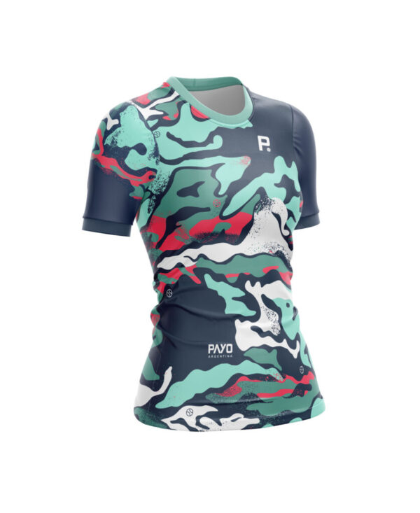 Remera Manga Corta Mujer Payo Paddle Camuflado Azul